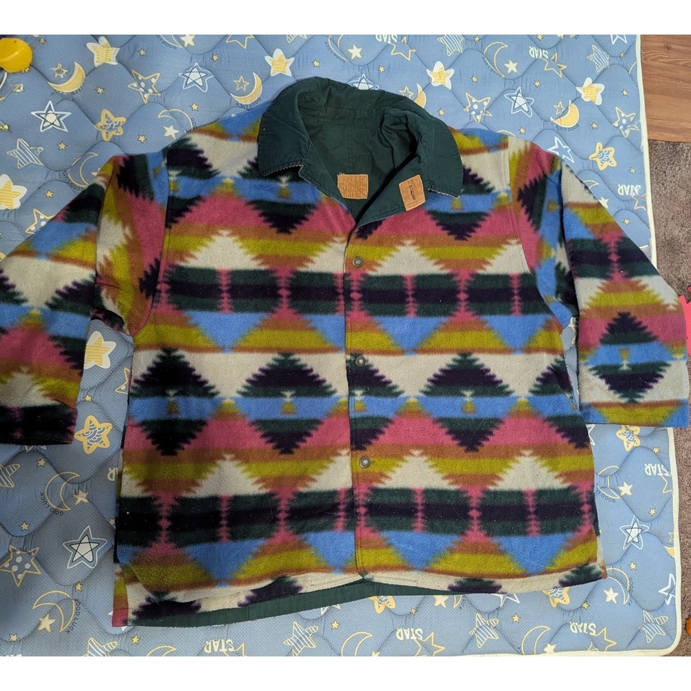 Vintage Current Seen Button Up Reversible Jacket Aztec Fleece Lining
